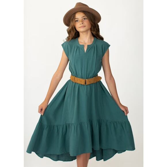 Joyfolie Mia Joy Girl’s Hadley Dress in Deep Teal Size 7 - Picture 1 of 7
